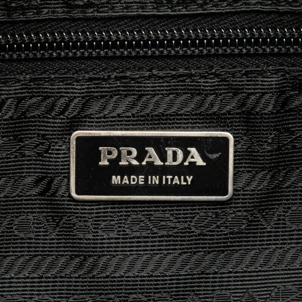 Prada Saffiano Triangle Logo Plate Crossbody Bag Black - Picture 8 of 10